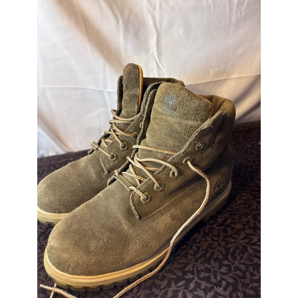 Timberland Kids 6 Inch Waterproof Insulated Suede Boots Olive Green A18LA Size 5